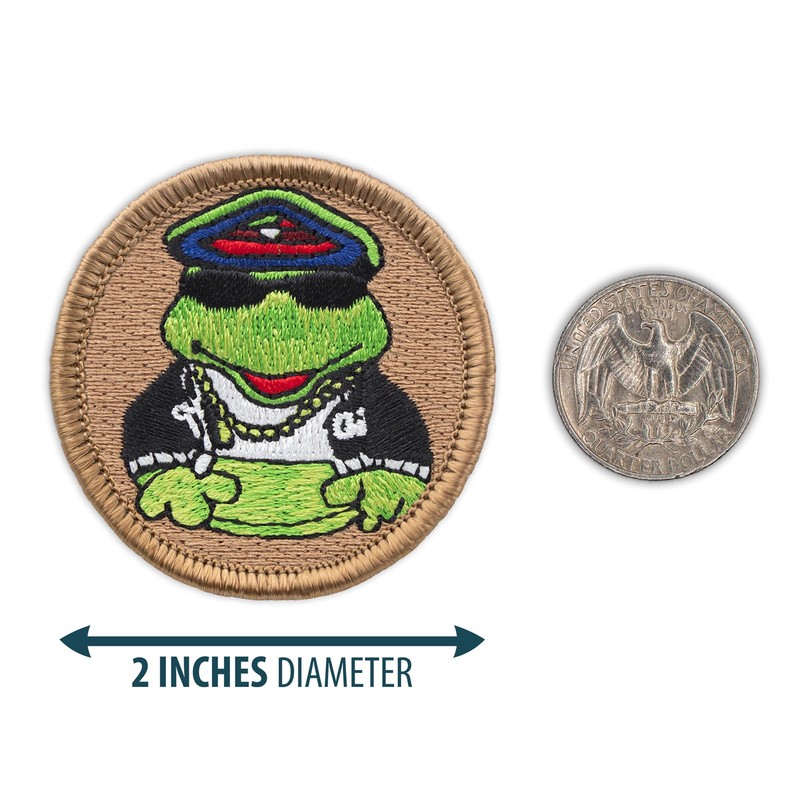 Gangsta Frog Patrol Patch - 2" Diameter Round Embroidered Patch