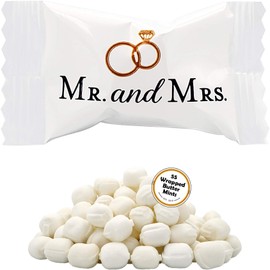 Mr. & Mrs. Wedding Buttermints, Mint Candies, After Dinner Mints, Butter Mint Candy, Fat-Free, Individually Wrapped (55 Pieces)