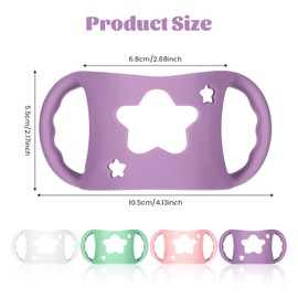 4 PCS Handles for Dr Brown Bottles,Durable Food-Grade Silicone Material Baby Bottle Holder,Cute Star Shape Design,Allows Baby to Hold The Bottle Themselves Easily(Green,Purple,Pink,White)