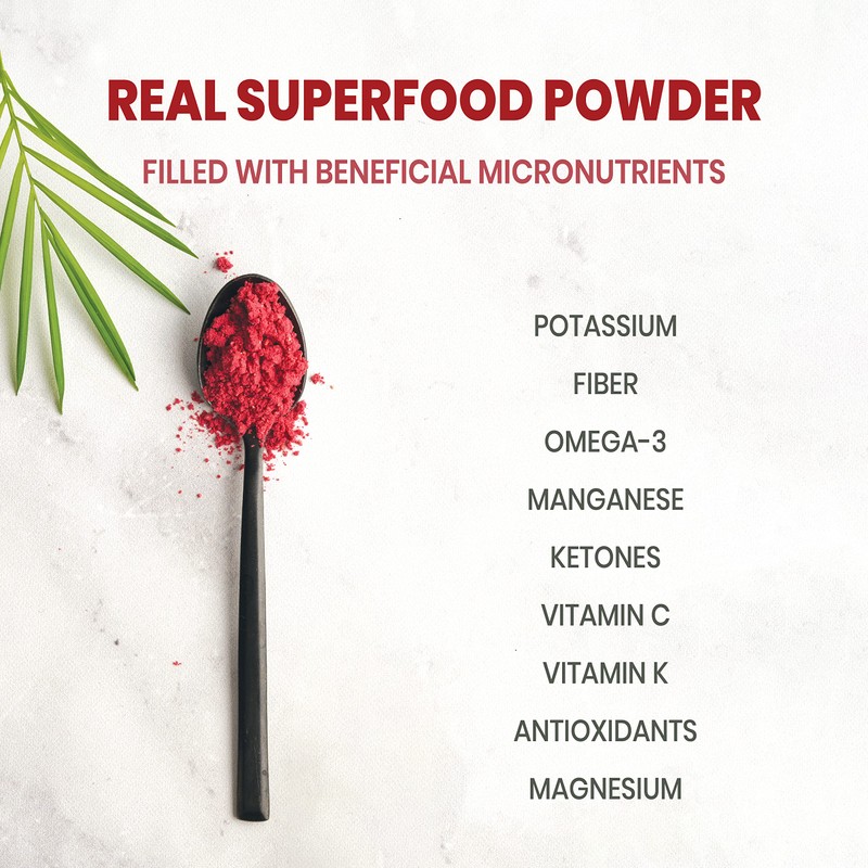 Jungle Powders Freeze Dried Raspberry Powder 7 Ounce Bag, Powdered