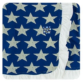 KicKee Pants Little Girls Print Ruffle Stroller Blanket Vintage Stars, One Size