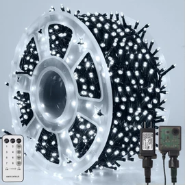 LJLNION 1000LED Christmas Lights, Extra Long 328FT Xmas Green Wire Fairy String Lights Plug in Outdoor, Remote Control & 8 Lighting Modes, Waterproof for Wedding Party Bedroom Decorations, White