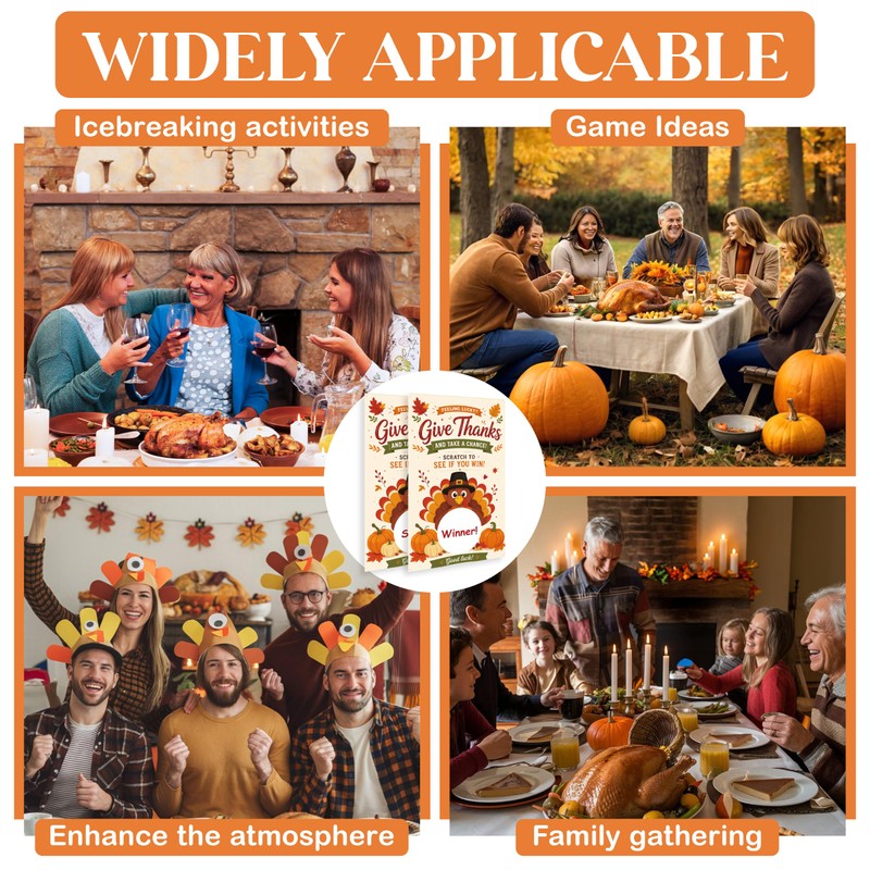 50PCS Thanksgiving Scratch Off Game Cards