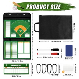 Magnetic Baseball Lineup Board - Collapsible Professional Softball & Baseball Coach Clipboard for Dugout, Leather Cover, 40 Lineup Cards, Markers & Eraser, Tactical Planning for Training & Games
