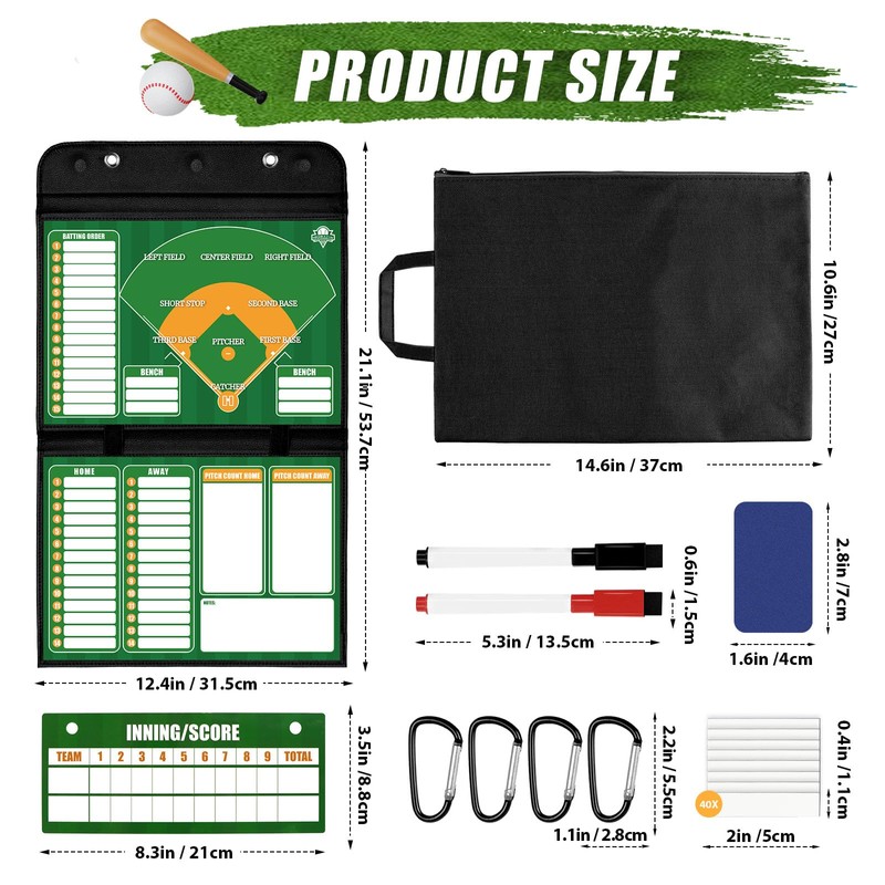 Magnetic Baseball Lineup Board - Collapsible Professional Softball & Baseball
