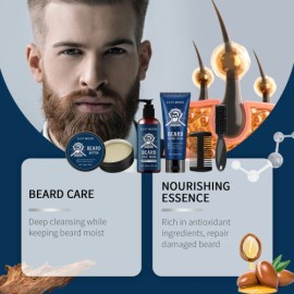 Weatmonth East Moon Men's Sandalwood Beard Care Set Nourishes Restores Hair And Shavings