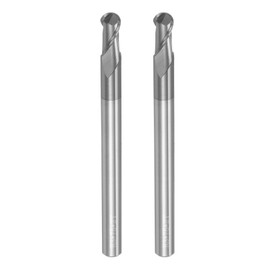 sourcing map 2pcs Ball Nose End Mills CNC Router Bits, 3mm (1/8") Radius Solid Carbide AlTiN Coated 2 Flutes HRC45 6mm (1/4") Diameter 6mm (1/4") Shank Cutter Milling Tools
