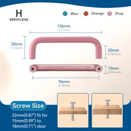 SPDYCESS Pack of 4 Aluminium Kitchen Handles, 96/128 mm, Hole Spacing, Colourful Cabinet Door Handles with Screws, Drawer Handles for Kitchen, Bedroom