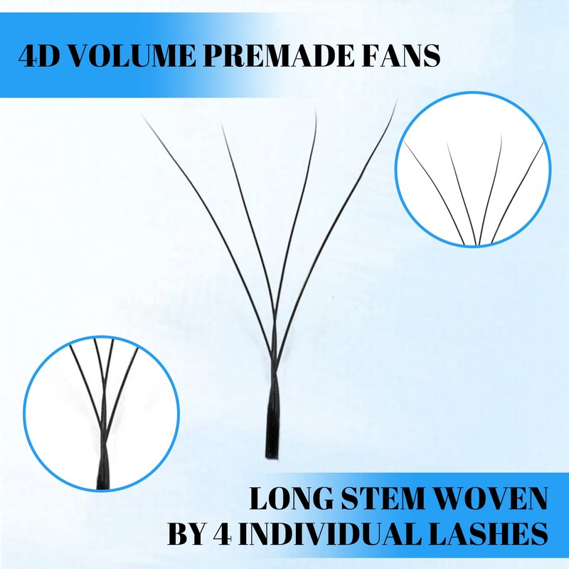Gemerry Fadlash 0.07D-MIX8 - 14 mm Volume Eyelashes, 4D Pre-Fanned