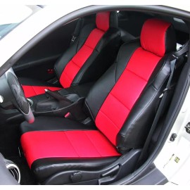 IGGEE S.LEATHER CUSTOM MADE FIT SEAT COVERS FOR NISSAN 350Z 2003-2006 BLACK/RED - Yes, No