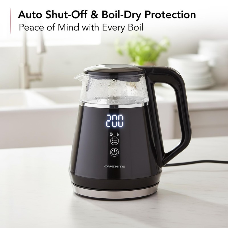 OVENTE 1L Small Electric Kettle with 5 Temperature Preset, Digital