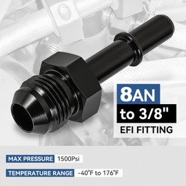 Auto Dynasty Fuel Line EFI Adapter Fitting, 8AN AN-8 Male to 3/8 inches Straight Quick Disconnect Push-On Adapter Fitting Universal For Oil/Fuel/Air Line, Black Anodized Aluminum