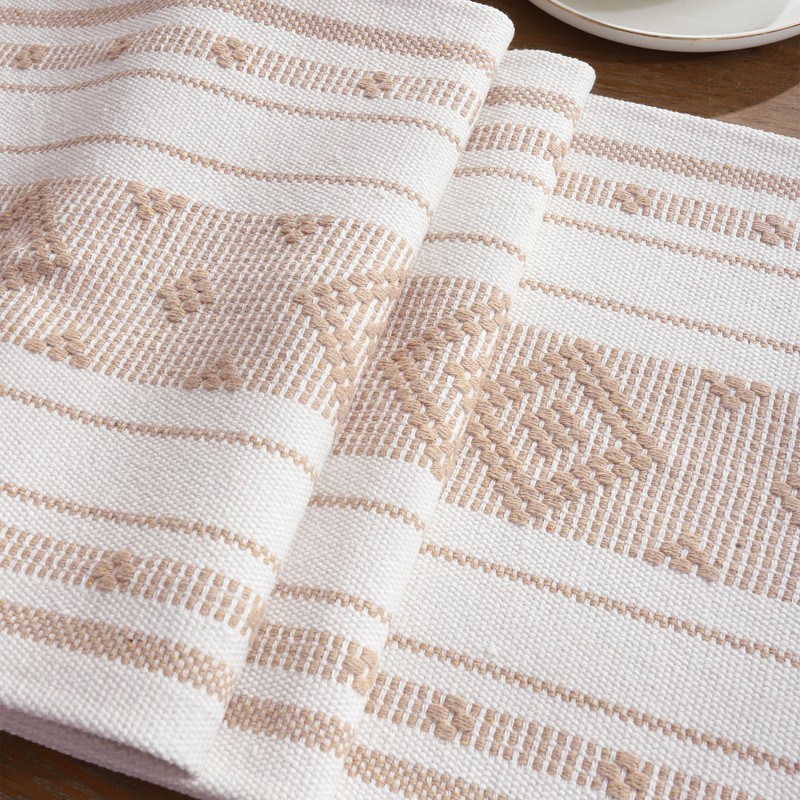 Tosleo Boho Table Runner Khaki Stripe Table Runner for Modern