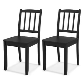 Giantex Farmhouse Dining Chairs Set of 2, Modern Kitchen Chairs w/Rubber Wood Legs & Curved Backrest, Ladder Back Diner Chairs, Wooden Side Chairs for Study, Dining Room, Load 400 LBS, Black