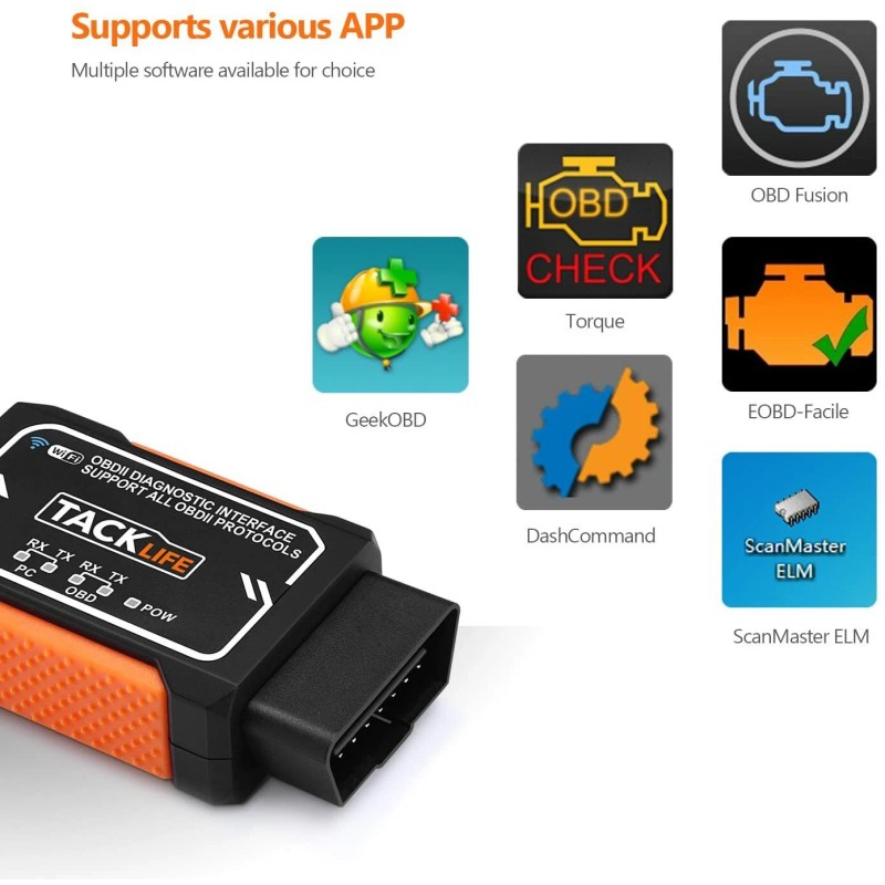 Tacklife OBD2 Scanner, Tacklife Bluetooth OBD2 Diagnostic real-time scanning Tool,