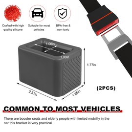 Yourkar 2 PCS Seat Belt Buckle Holder, Non-Slip Silicone Seatbelt Buckle Booster for Kids & Elders, Seat Belt Holder Buckle Fixer for Easy Access Upright Buckling, Car Accessories (Dark Gray)