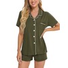 SWOMOG Womens Pajamas Set Button Down Soft Short Sleeve Sleepwear