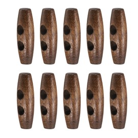 HARFINGTON 10pcs Wooden Toggle Buttons 30mm / 1.2" Wood Olive Sewing Buttons 2-Hole Wood Horn Oval Buttons Sewing Accessories for Coat Sweaters Clothing DIY Craft, Brown