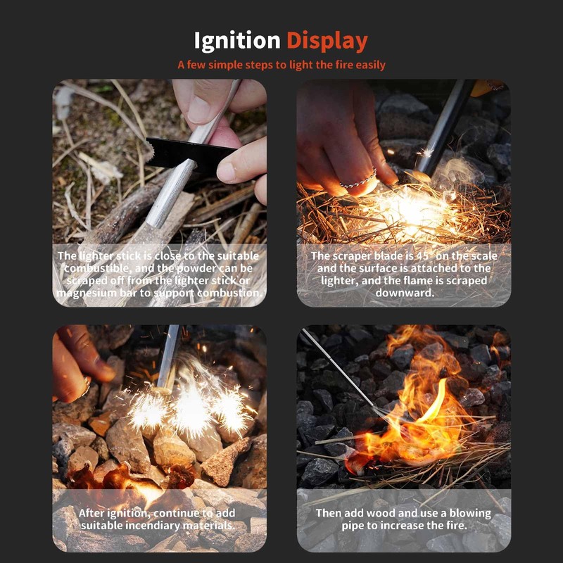 1 set Fire Starter Kit Flint,Survival Fire Steel Flint Striker