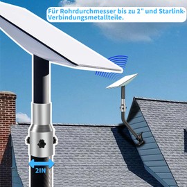 Starlink Bracket, Starlink Tube Adapter: Fits Pipe Diameter Within 2" and Starlink Connections Metal Parts.Integrated Pure Aluminum Design