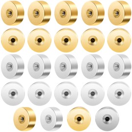 JYvivid 24 Pcs Flat Earring Backs for Studs, Flat Backs for Earrings, Earrings Back Replacements, Screw on Earring Back (Gold, Silver)