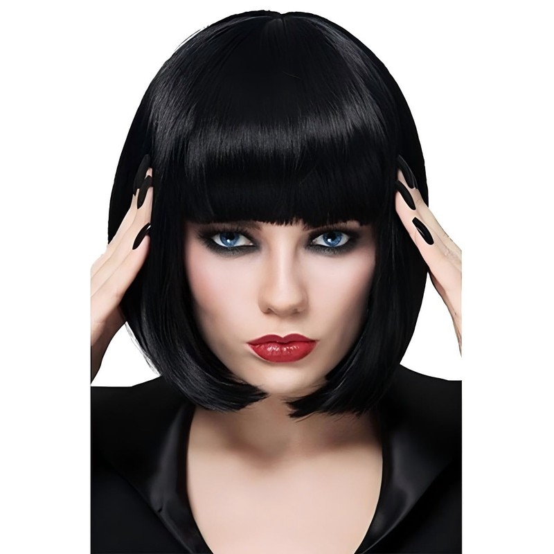 HIGHROCK 10 Inch Short Bob Wig with Bangs, Straight Hair,