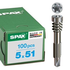 Decking Screws, Aluminium, 5 x 51 mm, Pack of 100, Fixing Thread, Cylinder Head, T-Star plus T25, Drill Tip, Rustproof Stainless Steel A2-0557000500513
