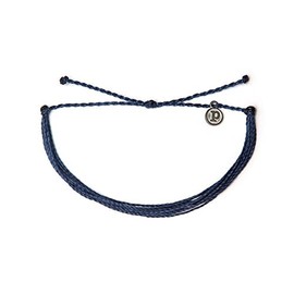 Pura Vida Original Solid Indigo Bracelet - Iron-Coated Charm, Adjustable Band - 100% Waterproof