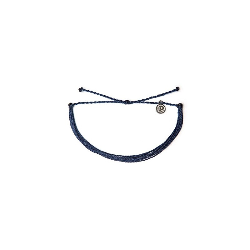 Pura Vida Original Solid Indigo Bracelet - Iron-Coated Charm, Adjustable