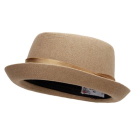 Big Size Wool Upbrim Pork Pie Fedora - Camel XL-2XL