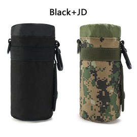 Outdoor Tactical Molle Water Bottle Bags for Military Belt Holder Kettle Pouch - Color: Black+Jungle Digital, Pack: 2 Pack