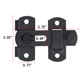 INIRET 2 Packs Barn Door Latches，2.75” x 2.02” Matte Black Stainless Steel barn gate flip Door Latch Bi-fold Door Lock,Sliding Door Antique Lock Gate Latches Wine Cabinet Closet Door Latches