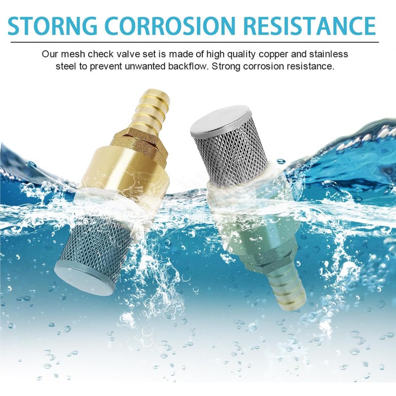 Yovslop 1/2" Filter Brass Foot Check Valves with Hose Connection,