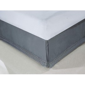 Elegant Comfort Silky-Soft Luxury Lace Fringe Dust Ruffle/Bed Skirt Microfiber Platform Wrinkle and Fade Resistant with 15inch Drop