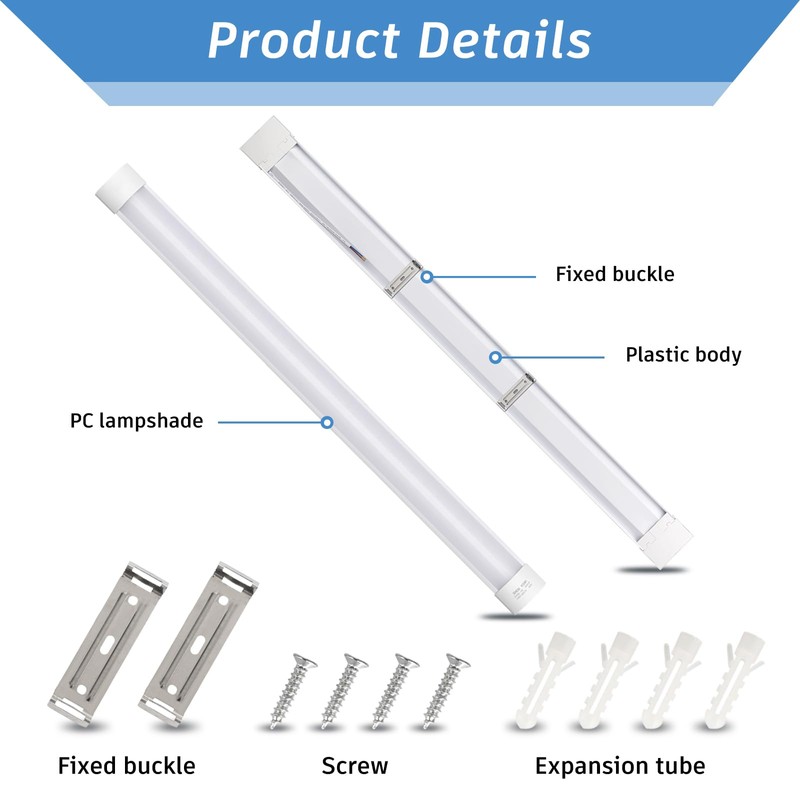 KILIPOL 4FT LED Batten Light, Ceiling Surface Mounted Slim LED