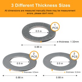 26140 Distributor Gear Shim Kit Compatible with GM and for Chrysler, Accel Shim Kit, Multiple Specifications Gear Kit 2 PCS Thickness 0.5mm and 0.25mm,1 PCS 1.32mm Thick Shims