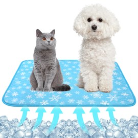 NACOCO Summer Pet Cooling Mat - Cat Dog Cushion Pad Sleeping Cool Snowflake Comfortable Soft for Pets Kids and Adults (Blue Snowflake, M)