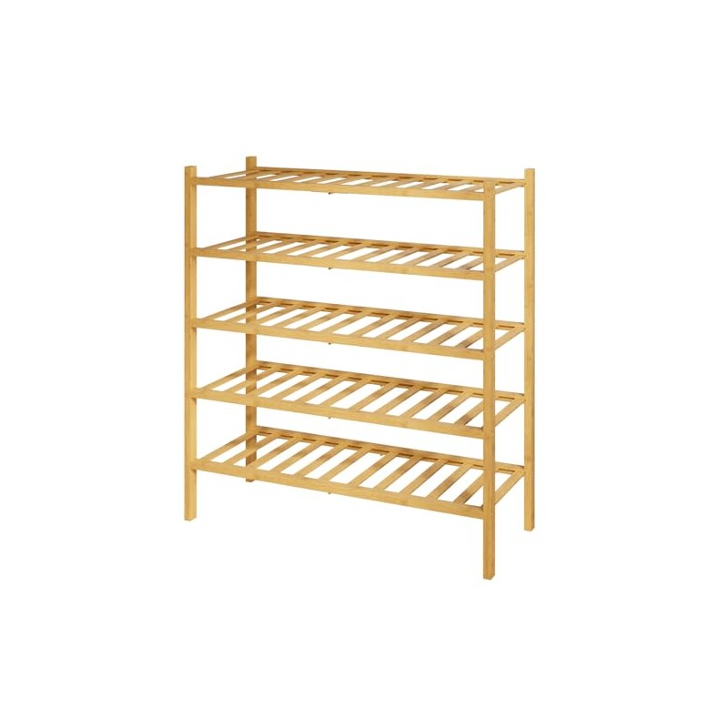 Kitsure Bamboo Wooden Shoe Rack for Closet - Stackable Shoe