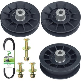 2 Pack 532194326 V-Groove Idler Pulley with 532194327 Flat Idler Pulley 532140218 Belt 1/2x84 and Hardware Kit for Husqvarna GTH2448T GTH2454T GTH2648 YTH1848XPT YTH2548XP Lawn Tractors