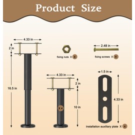 4 Adjustable Height Bed Support Legs,Heavy Duty Metal Bed Frame Support Legs,Suitable for Bed Frame Center Support Legs for Bed Frame/Bed Center Slat,Upgrade Under Bed Support Legs (10-16.5 inch)