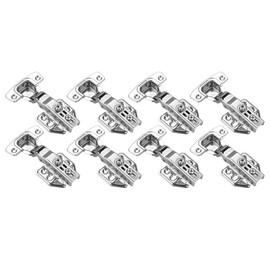 JQK Cabinet Hinges, 100 Degree Soft Closing Full Overlay Door Hinge for Frameless Cabinets, Stainless Steel Nickel Plated Finish, 8 Pack, CH100-P8
