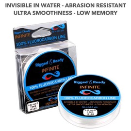 Rigged and Ready Infinite Fluorocarbon-16lb, 7.5kg Fluoro Fishing Line Leader-50m 54.6y Virtually Invisible=More Bites - Saltwater Freshwater