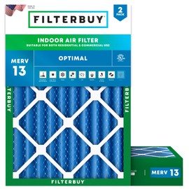 Filterbuy 19.75x22x4 Air Filter MERV 13 (MPR 1900) Health Defense Replacement (2-Pack), Electrostatic Pleated HVAC AC Furnace Filters, Made in USA (Actual Size: 19.75 x 22.00 x 3.63)