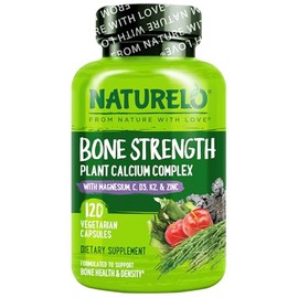 NATURELO Bone Strength with Plant-Based Calcium | 120 Capsules | 1 Month