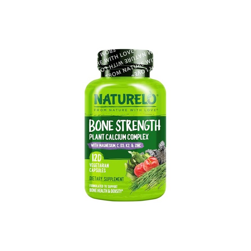NATURELO Bone Strength with Plant-Based Calcium | 120 Capsules |