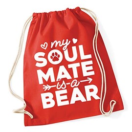 Hippowarehouse My soulmate is a bear Drawstring Cotton School Gym Bag 37cm x 46cm, 12 litres