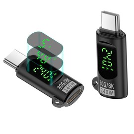 80Gbps USB C Adapter, 240W Type C Male to Female Extender Converter Thunderbolt 5 Extension Support 48V/5A 8K@60Hz OTG Data Transfer & Charge with LED Digital Display 2pack (Black)