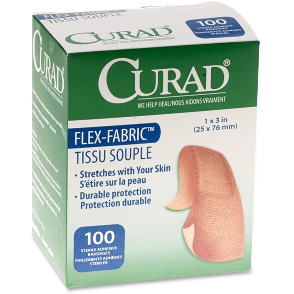 Medline Bandage Adhesive Fabric, 1 Inch x 3 Inch, 100 Count (Pack of 1)