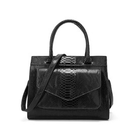 Coolives Women's Handbag with Shoulder Strap Made of PU Patent Leather Snake Texture Shoulder Bag Square Handbag for Women Disposable, black, Handbag