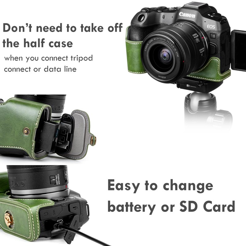 Rieibi R8 Half Case, Handmade PU Leather Half Camera Case